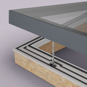 EOS 97 opening rooflights shows top plate with triple gasket and chain motor
